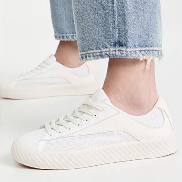 BY FAR Shoes - BY FAR Rodina Grained Low Sneakers Cream White Womens Size EU 40 / US 10